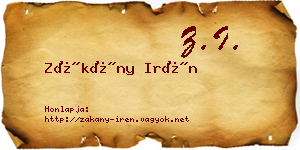 Zákány Irén névjegykártya